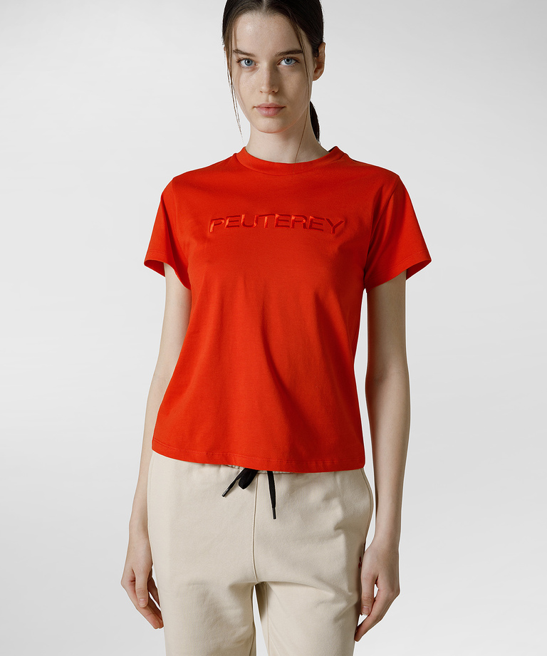 T-shirt in jersey di cotone con lettering logo | Peuterey