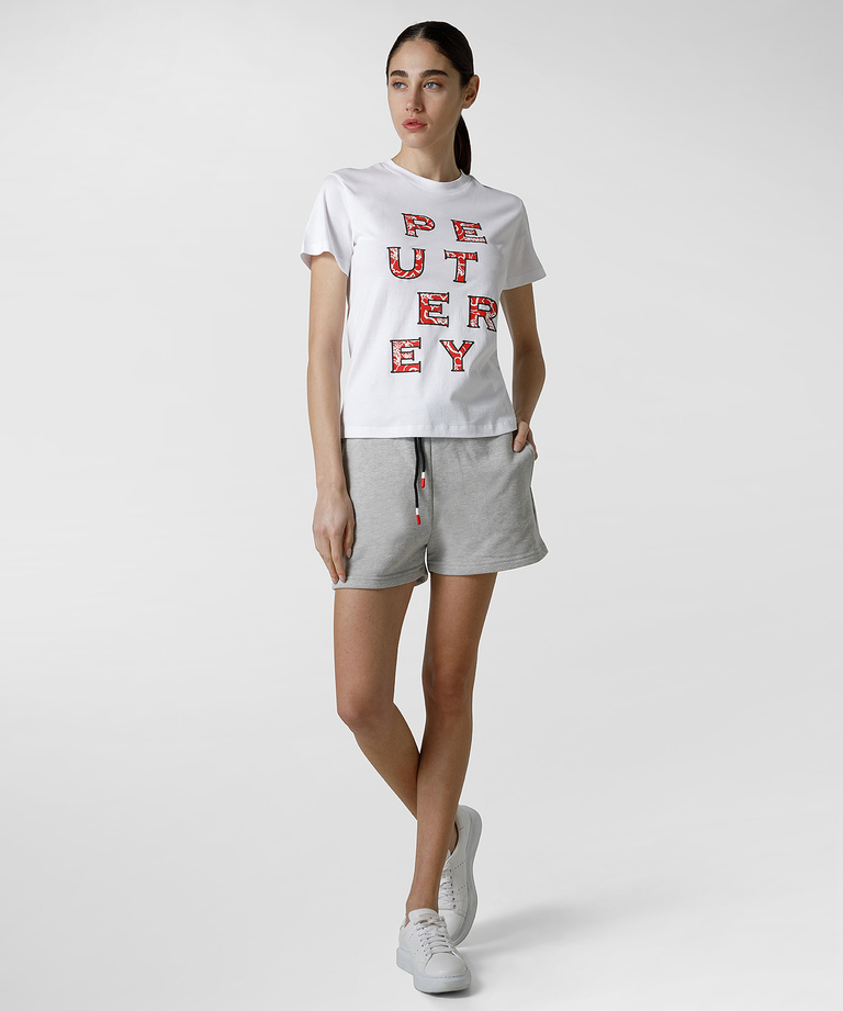T-shirt in jersey di cotone con stampa lettering | Peuterey