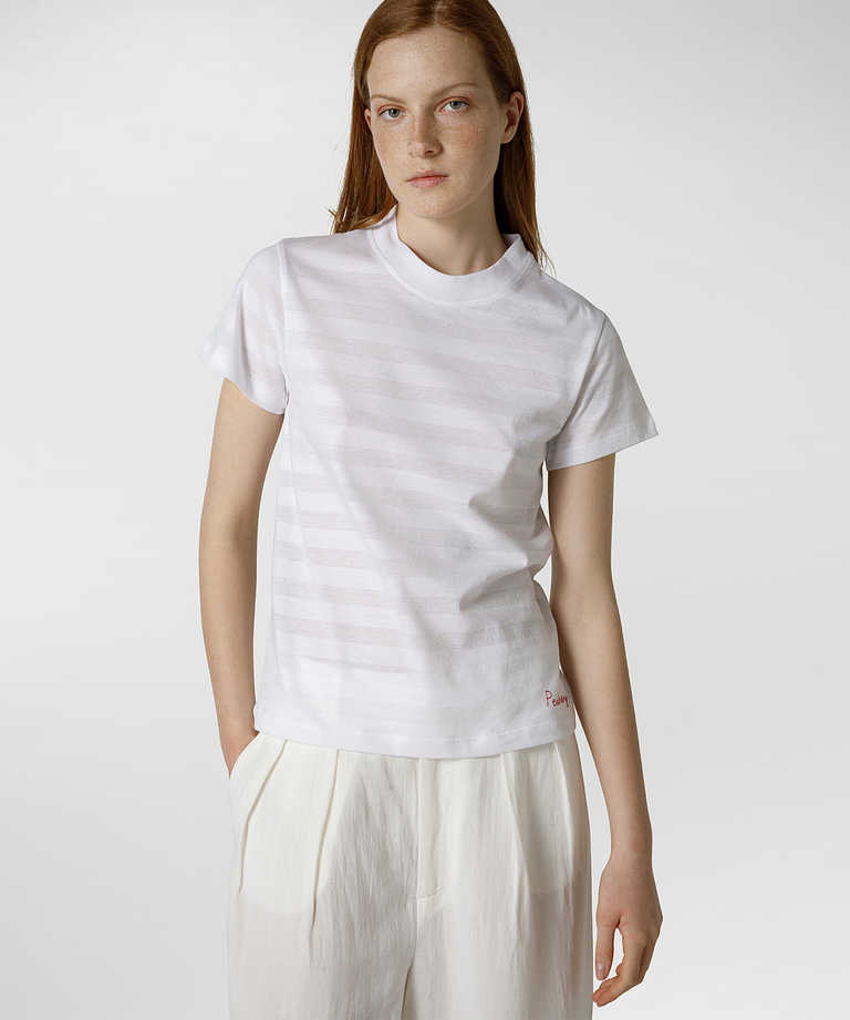Jersey t-shirt with lurex stripe - sale woman | Peuterey