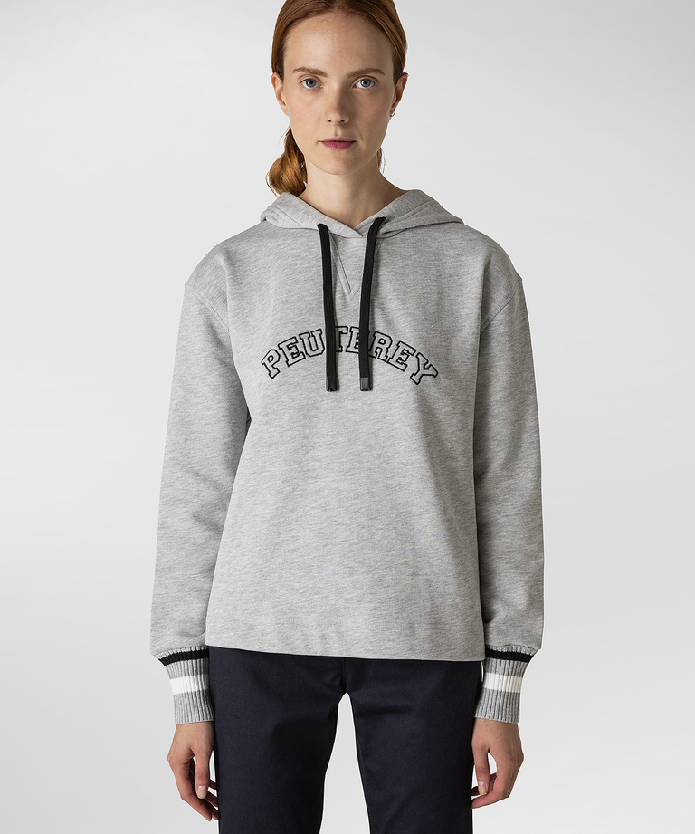 Melange Hooded sweatshirt with logo lettering - Lightweight clothing for women | Peuterey
