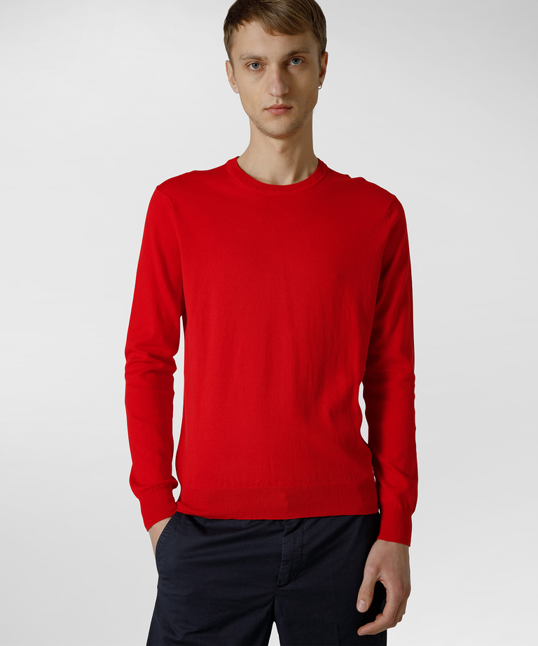 Knitted fabric sweater with small, embroidered logo - Permanent Collection | Peuterey