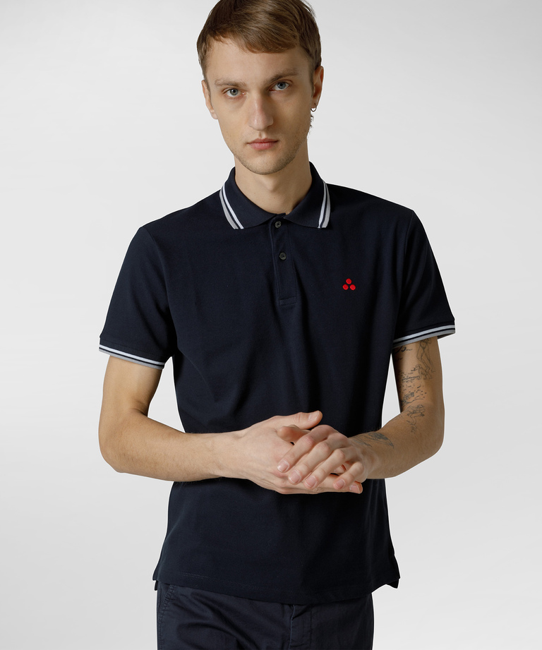 Short-sleeved polo shirt in stretch cotton. - sale man | Peuterey