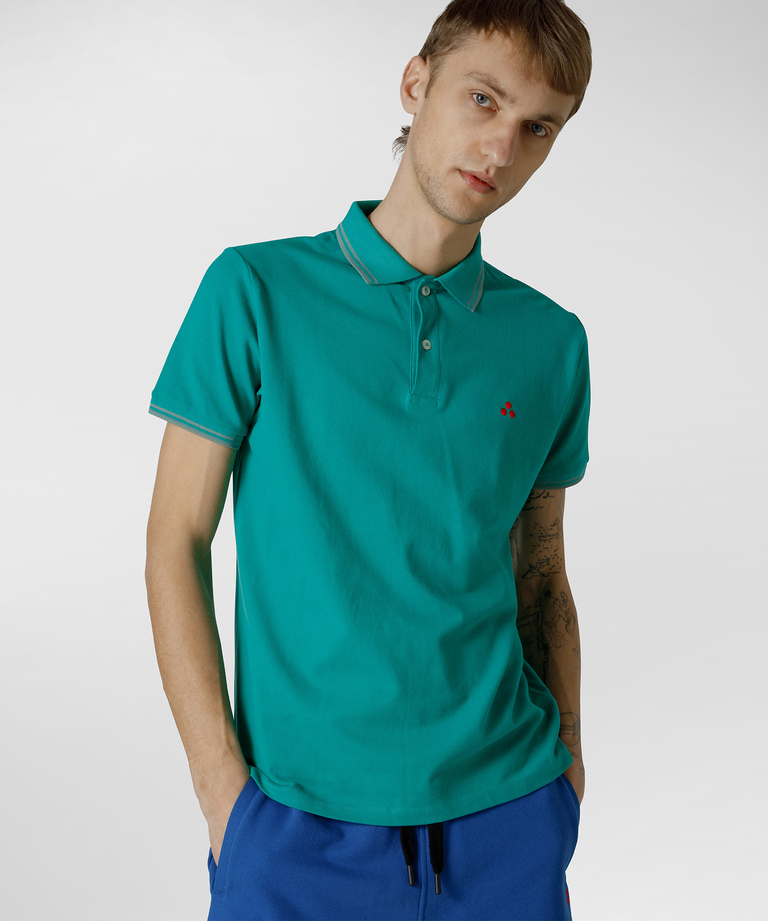 Short-sleeved polo shirt in stretch cotton. - Spring-Summer 2022 Menswear | Peuterey