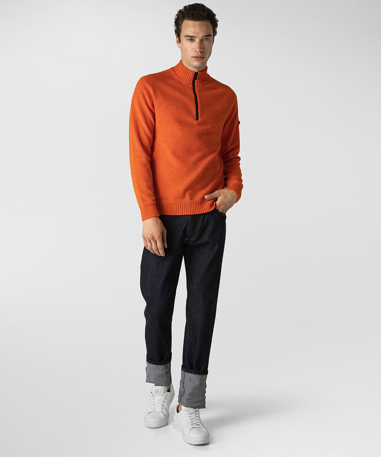 High neck jumper in mouliné wool blend - Elegant men's clothing - Special occasion apparel | Peuterey