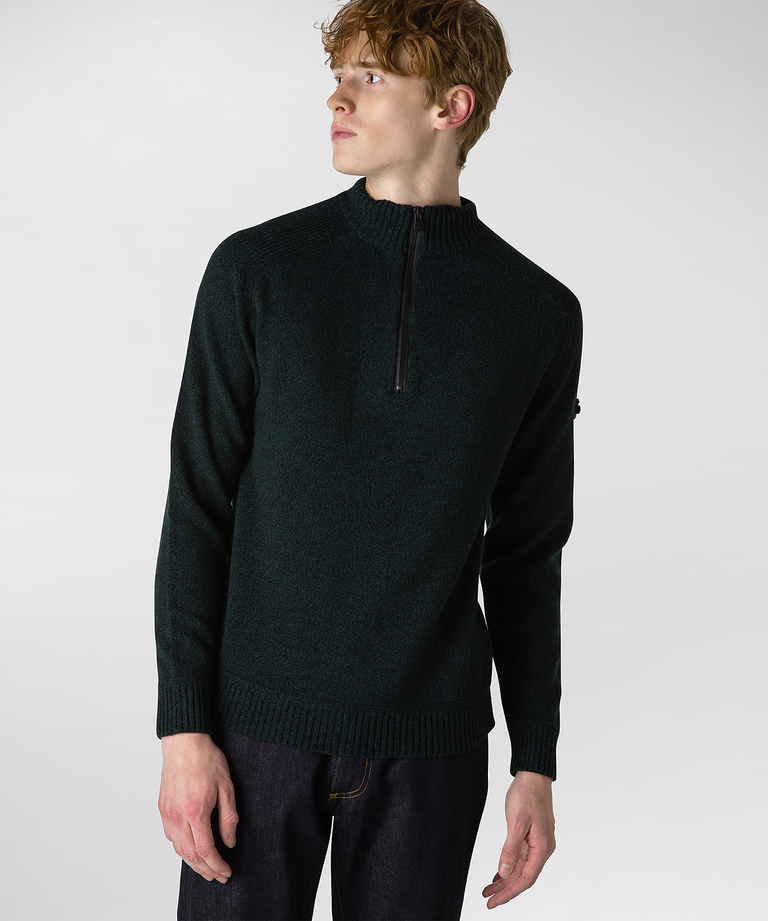 Pullover mit hohem Kragen aus einer Mouliné-Wollmischung - Herrenmode für besondere Anlässe - Elegante Kleidung | Peuterey
