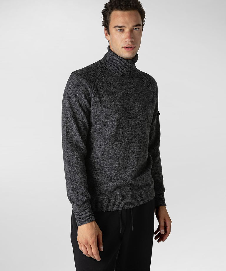 High neck jumper in mouliné wool blend - Clothing for Men | Peuterey