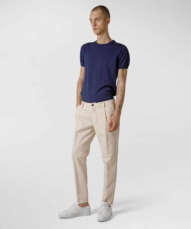 Cotton and linen slim trousers - Trousers | Peuterey