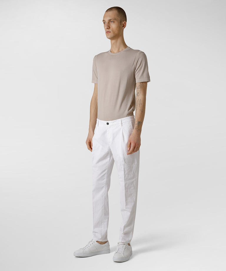 Cotton and linen slim trousers - Trousers | Peuterey