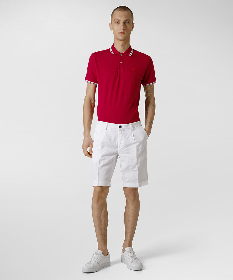 Slim-fit cotton and linen Bermuda shorts - Look Of The Week | Peuterey