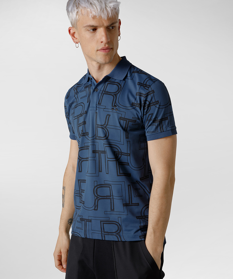 Polo with all-over Peuterey print - Logo Evolution | Peuterey