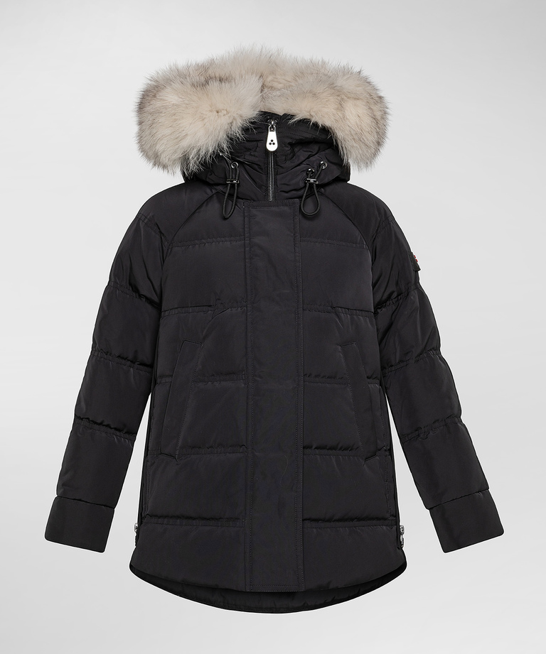 Down jacket with side zips and fur collar - Kids Outerwear | Peuterey