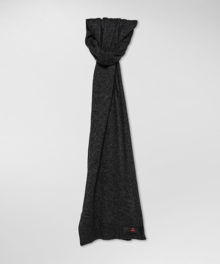 Wool blend tricot scarf with logo holder band | Peuterey