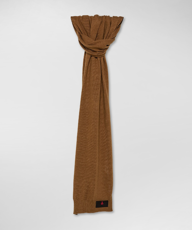 Wool blend knitted scarf with logo-bearing strip - Scarves and Beanies For Men | Peuterey