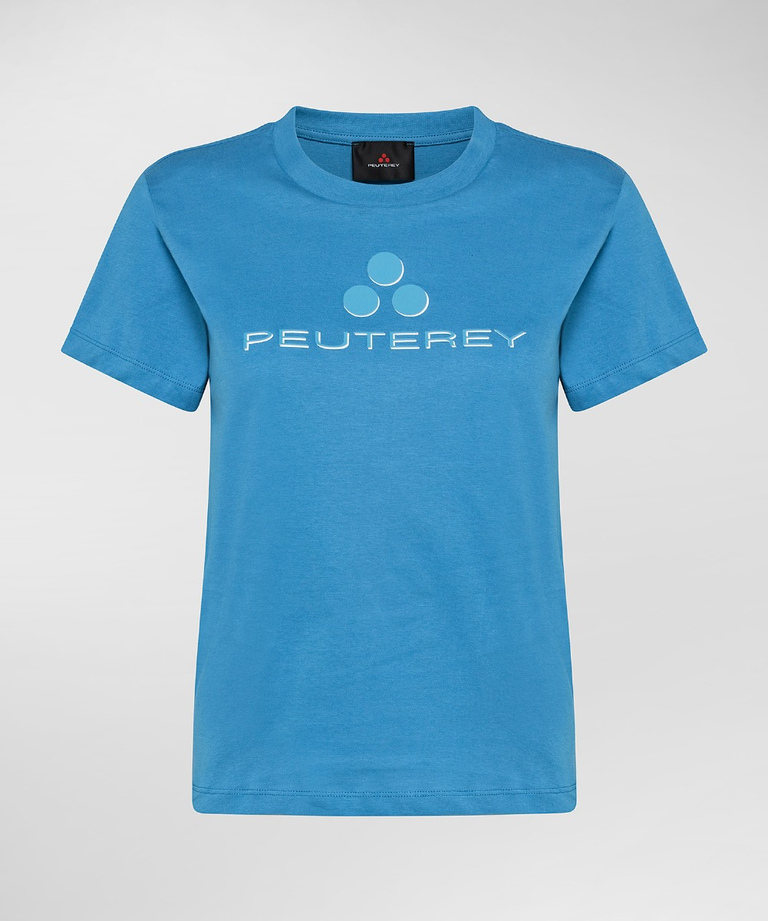 T-shirt in jersey di cotone con logo in tono colore | Peuterey