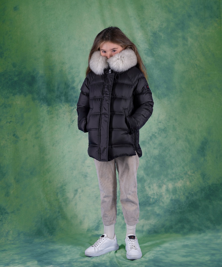 Down jacket with side zips and fur collar - sale kid | Peuterey