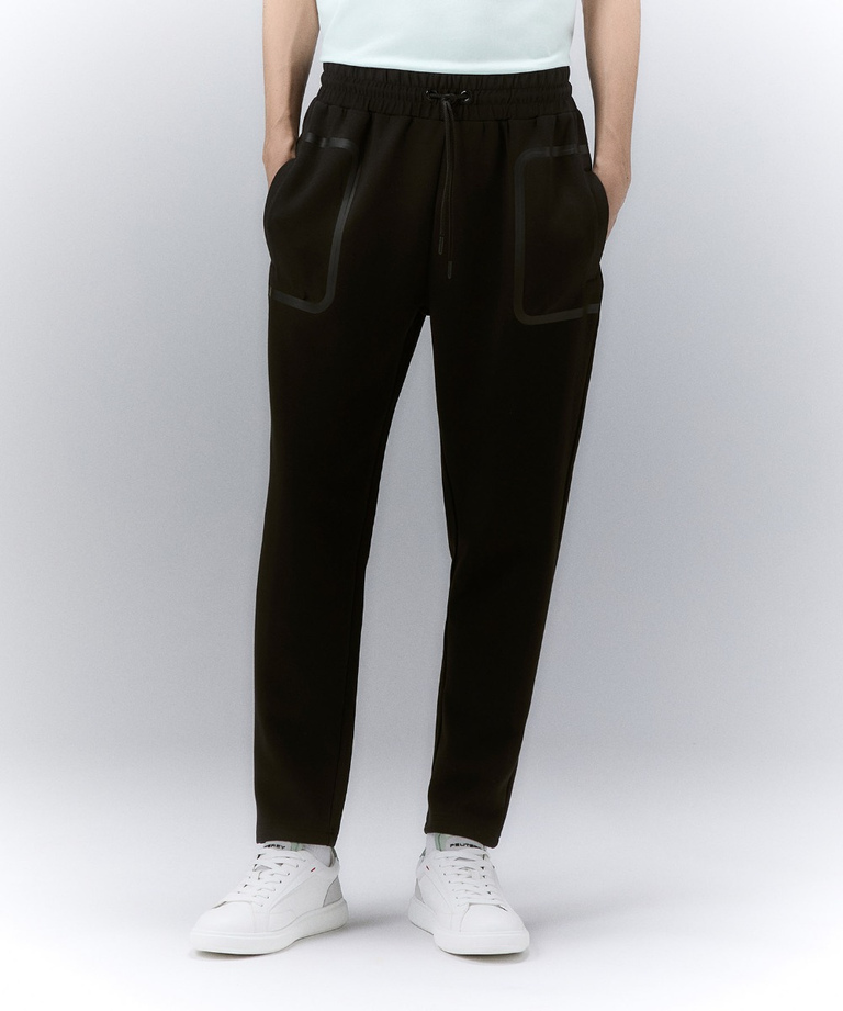 Stretch cotton joggers with taping