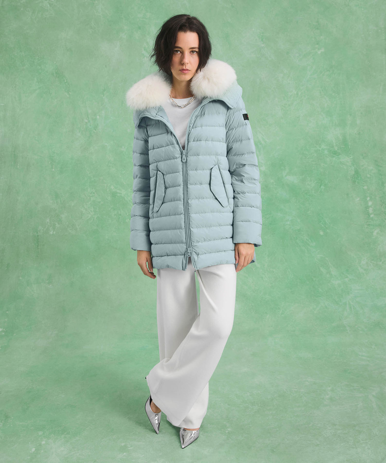 Long down jacket with matching colour fur - Down Jackets | Peuterey