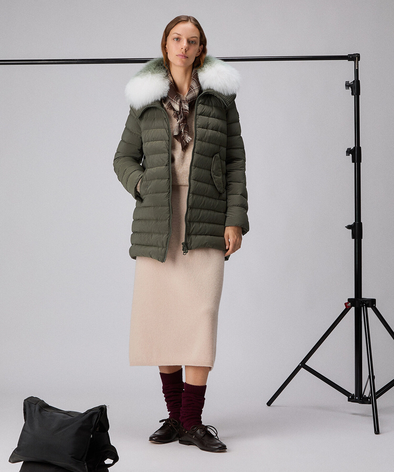 Long down jacket with matching colour fur - Women's Preview | Peuterey