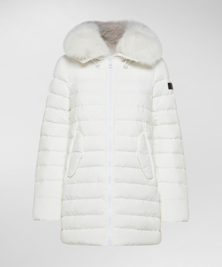 Long down jacket with matching colour fur - Long puffer and down jackets for women | Peuterey