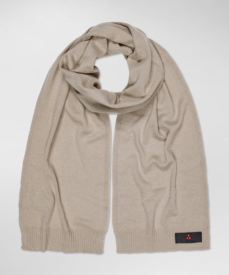 Wool blend knitted scarf with logo-bearing strip - Winter accessories for Women | Peuterey