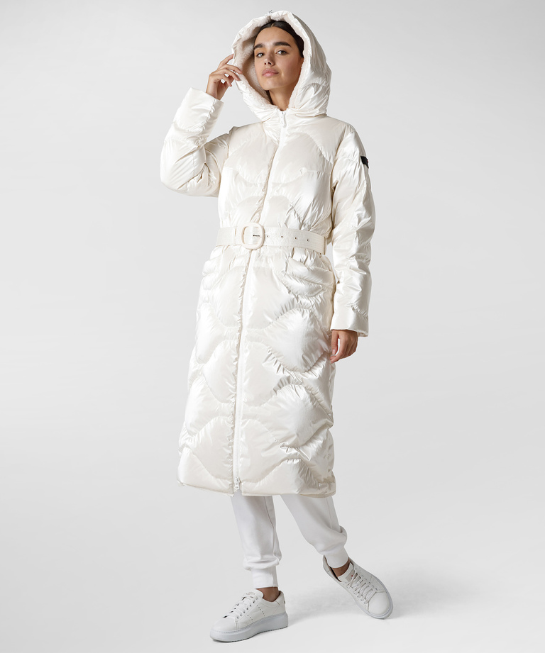 Long down jacket with aviator-type hood - Jacket With Recycled Down Padding | Peuterey