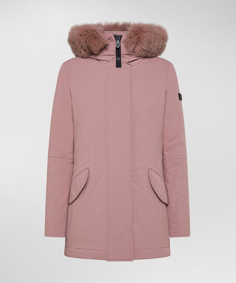 Giubbotto verde con pelliccia rosa new arrivals