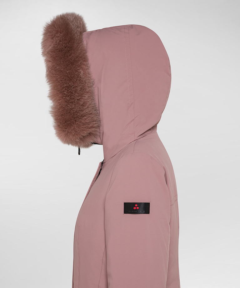 Slim fit jacket with matching colour fur