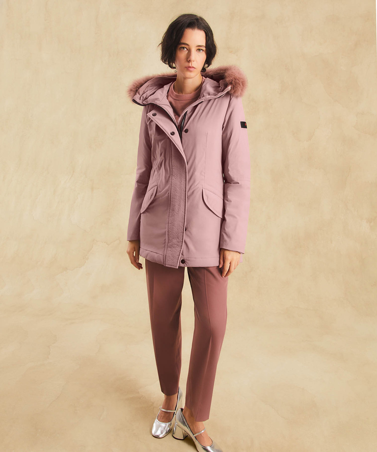 Slim fit jacket with matching colour fur - Parkas & Trench Coats | Peuterey