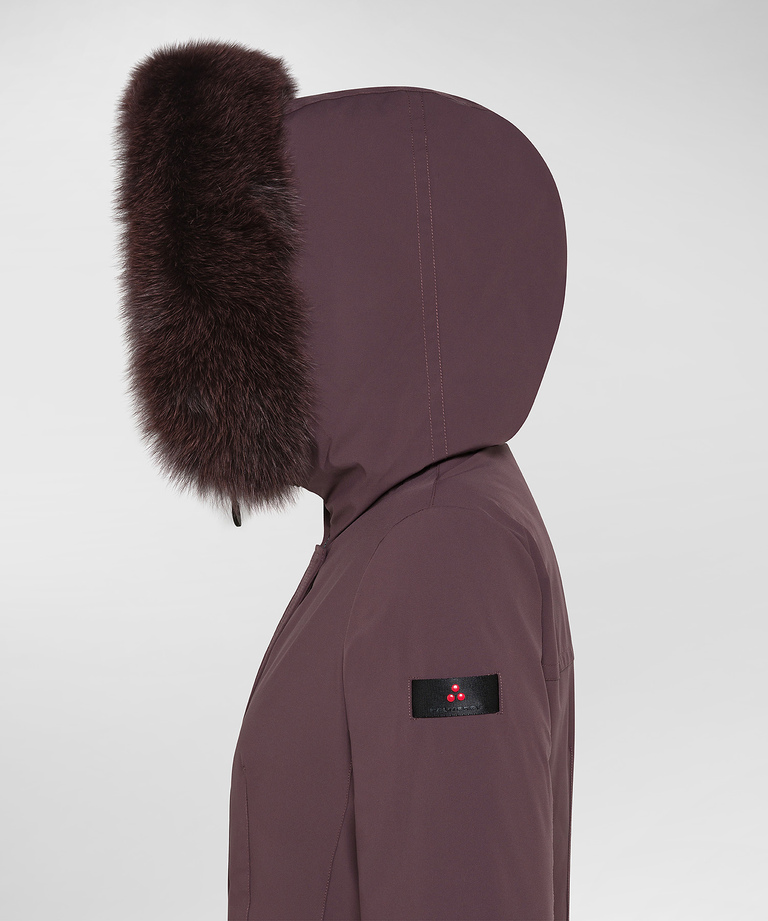 Slim fit jacket with matching colour fur