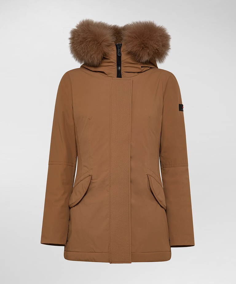 Slim fit jacket with matching colour fur - Winter down jackets | Peuterey