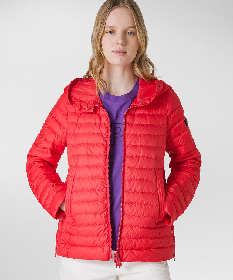 Eco-friendly down jacket with fixed hood - Women's water repellent jackets | Peuterey
