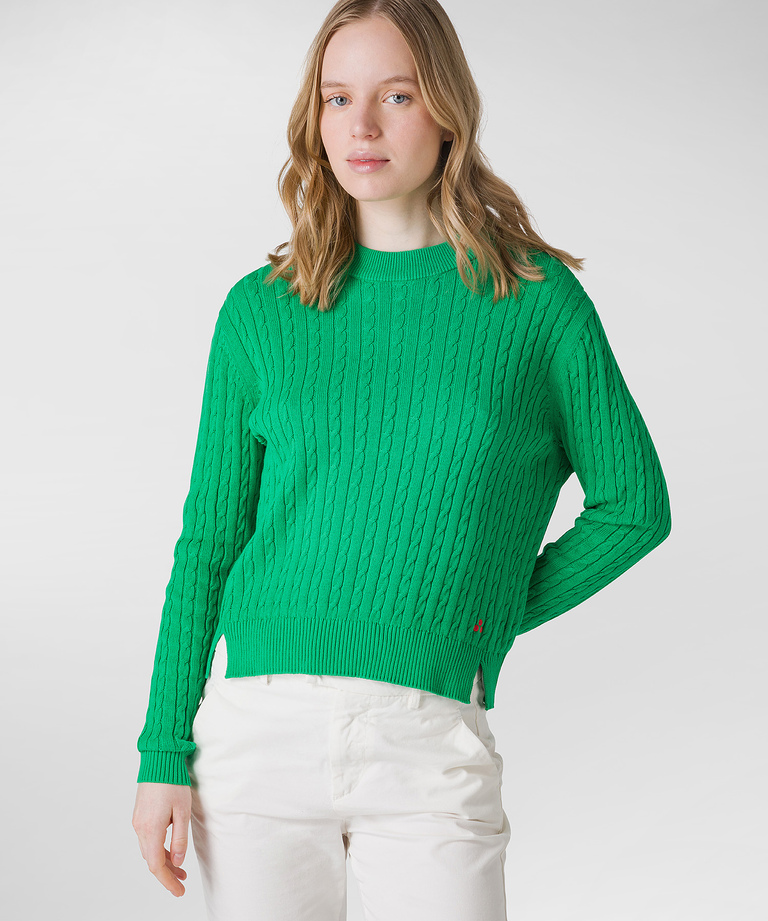 Knitted fabric braided sweater - Lightweight clothing for women | Peuterey