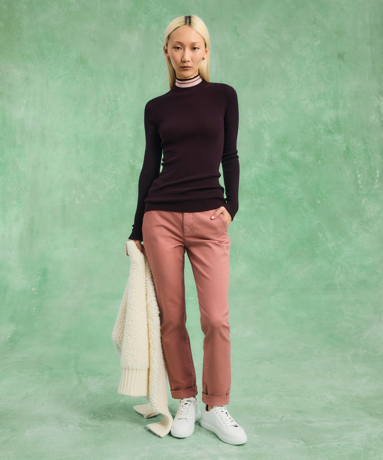 Merinos wool sweater with contrasting-colour stripes - Women's Clothing | Peuterey