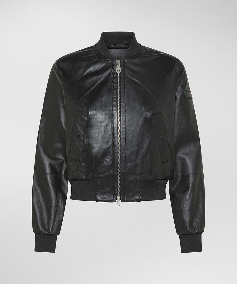 Short leather bomber jacket - Bomber and leather Jackets for women | Peuterey