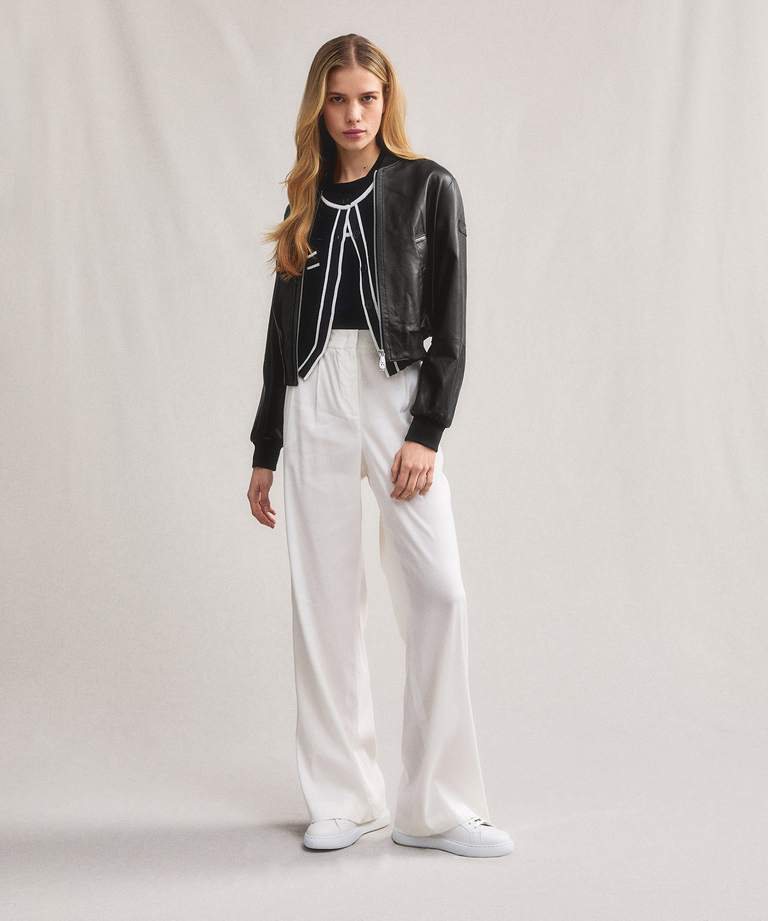 Short leather bomber jacket - Lightweight clothing for women | Peuterey