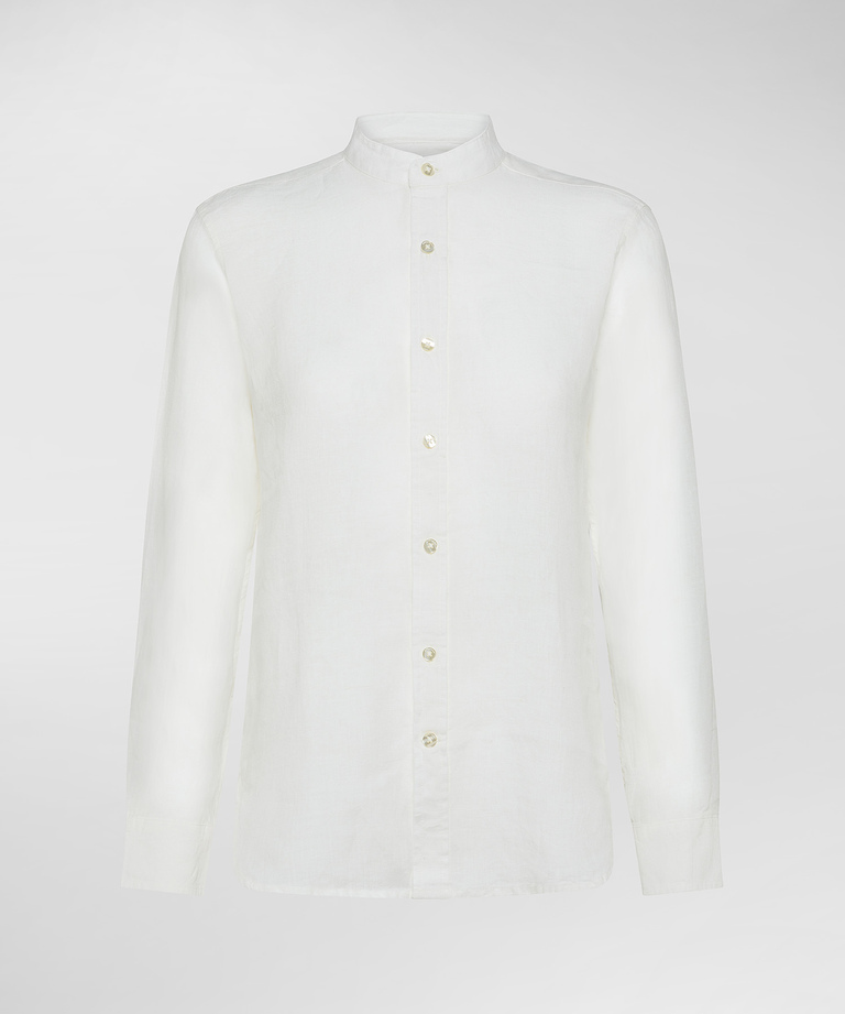 Mandarin collar linen shirt - Women's Top and Sweatshirts | Peuterey