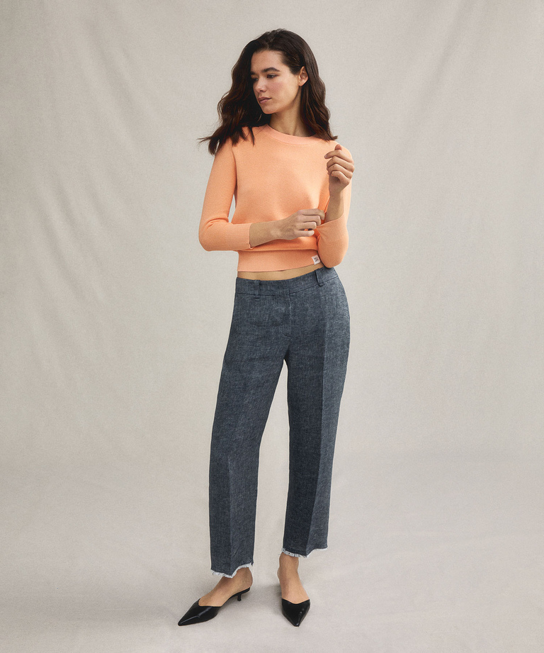 Patterned linen knit trousers - WOMEN'S TROUSERS | Peuterey