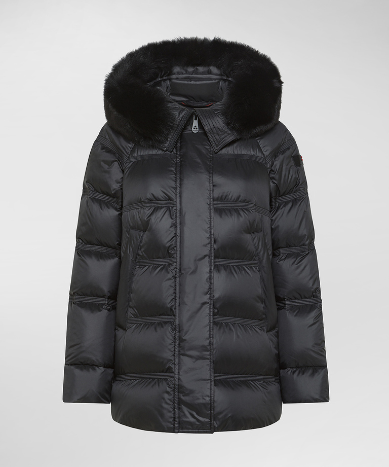 Puffer Jacket With Fur-Trimmed Hood - Long puffer and down jackets for women | Peuterey