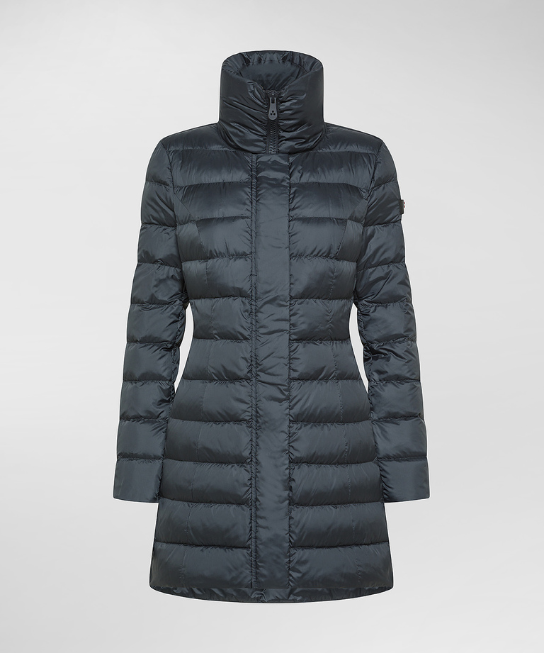 Slim and eco friendly long down jacket for women blue Peuterey