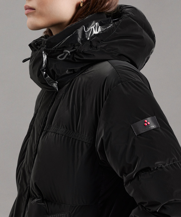 Long Pearl-Finish Down Jacket