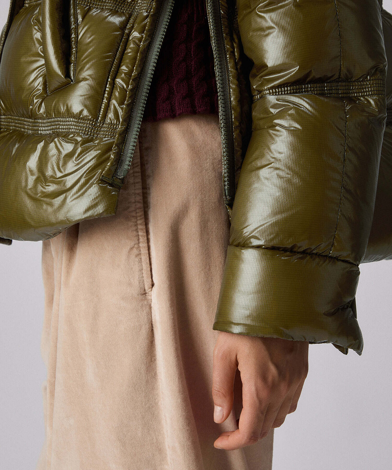 SHINY NYLON RIPSTOP DOWN JACKET