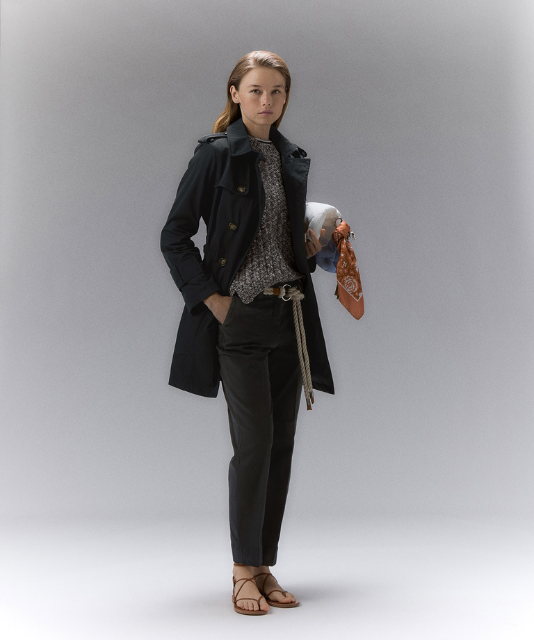 Double-breasted taffeta trench coat with belt - Trench | Peuterey