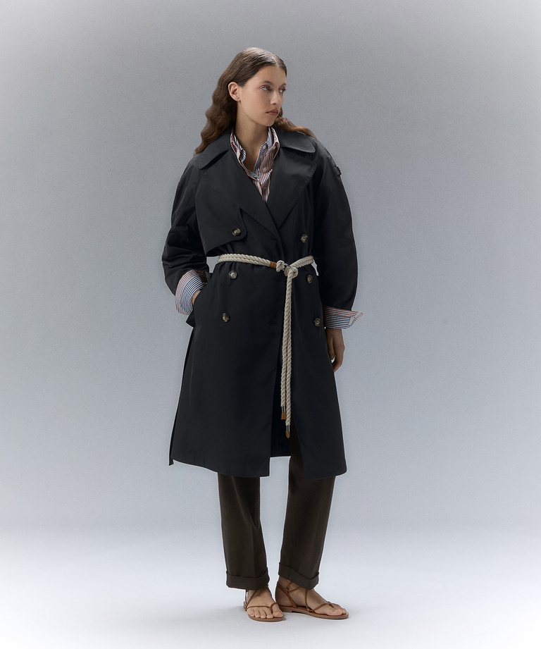 Double-breasted taffeta trench coat with belt - Water repellent jackets | Peuterey
