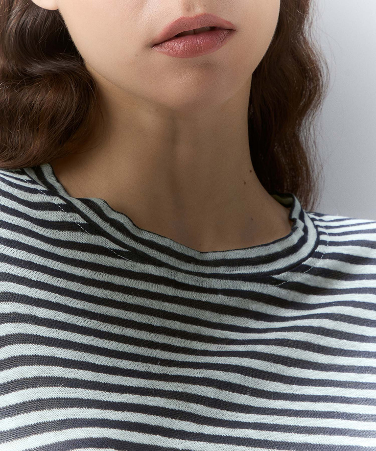 Linen blend striped T-shirt