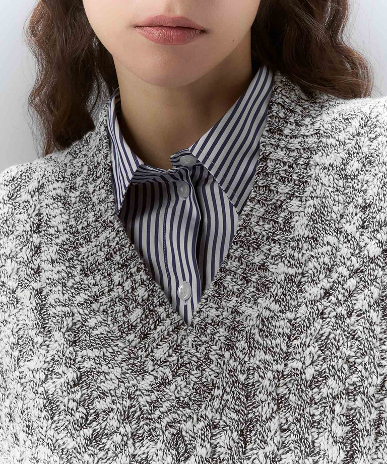 Gilet a trecce in cotone mouliné