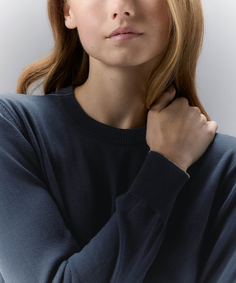 Maglia in cotone crêpe con dettagli in lurex