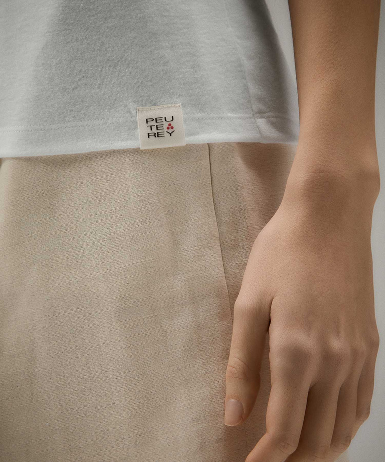 Lyocel and linen wide collar t-shirt