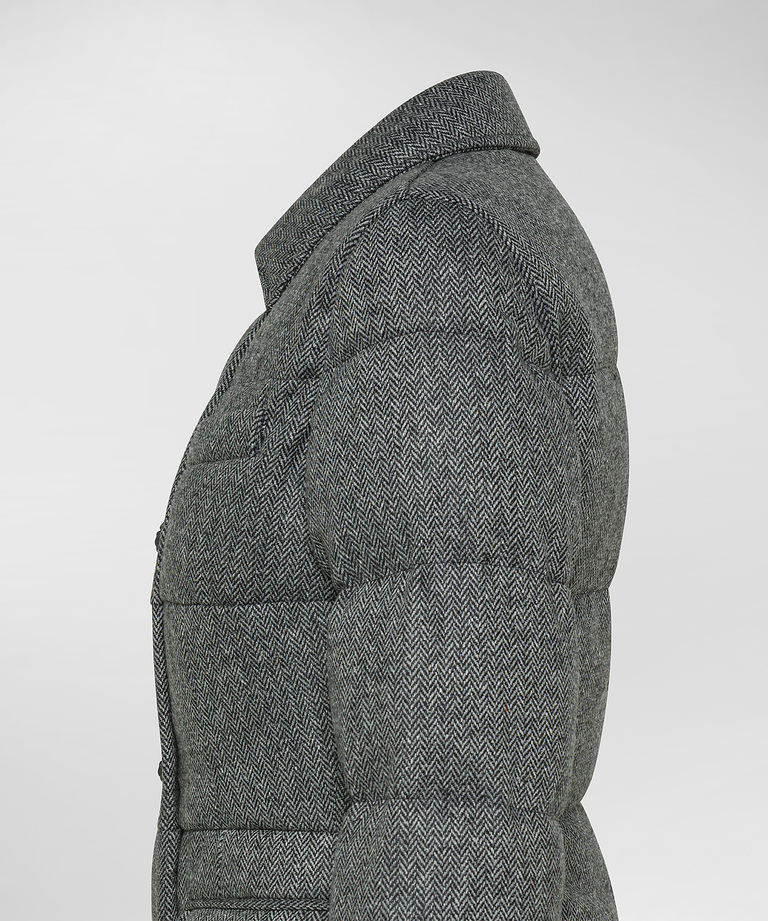 Double-breasted wool twill down jacket