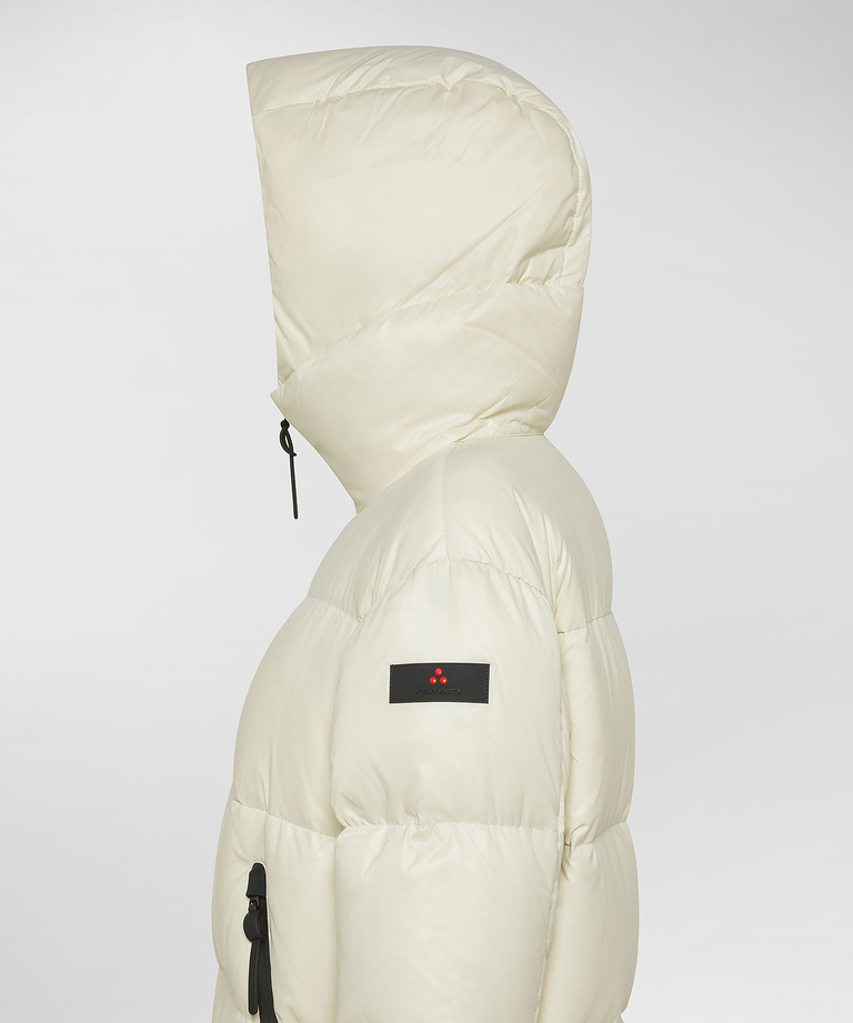 Long shiny nylon down jacket