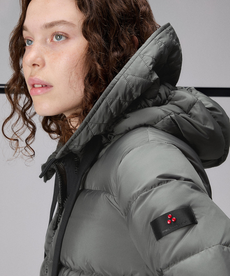 Recycled polyester long down jacket